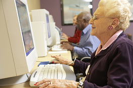 senior woman at computer