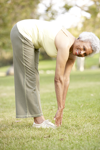 senior woman stretching