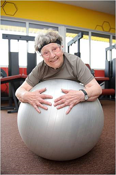 senior woman on ball