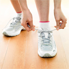 lacing up shoes